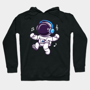 Cute Astronaut Listening Music Cartoon Hoodie